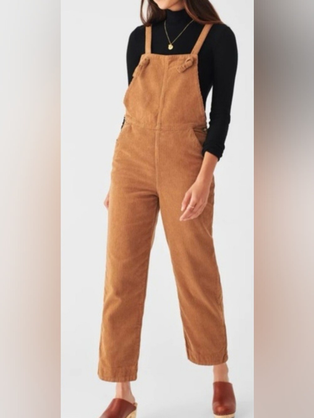 Faherty Womens Brown Corduroy Wide Leg Overalls - Size Medium